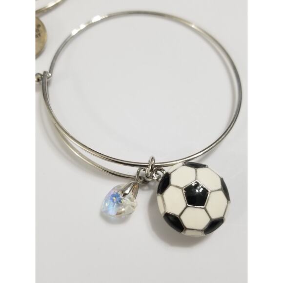 FOUR bracelets 2 1/2 " 1-Alex & Ani with J/ 1-grad bracelet/1- daughter/1-soccer - Picture 13 of 16